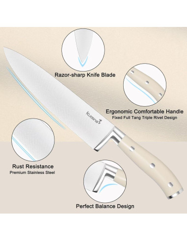 Juego de cuchillos KUISINE 15PCS acero inoxidable con afilador