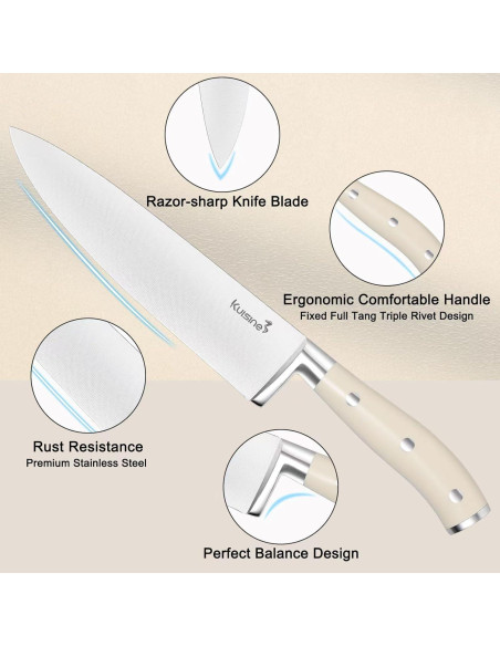 Juego de cuchillos KUISINE 15PCS acero inoxidable con afilador