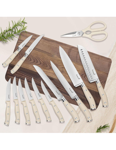 Juego de cuchillos KUISINE 15PCS acero inoxidable con afilador