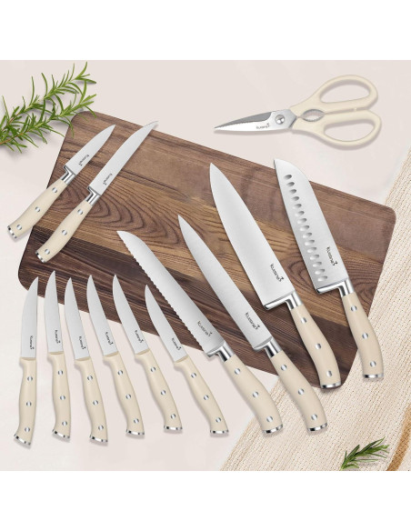 Juego de cuchillos KUISINE 15PCS acero inoxidable con afilador