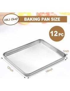Juego de bandejas para hornear 12 piezas HKJ Chef 40.6x30.5 cm 2