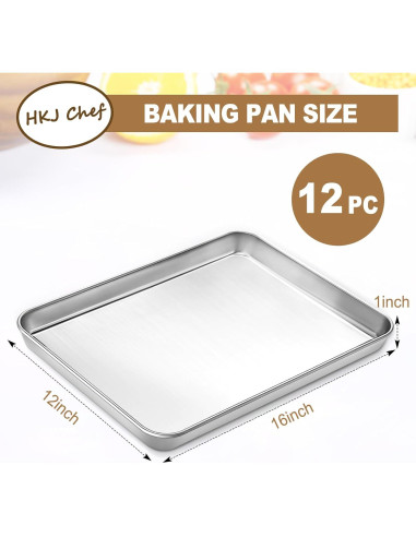 Juego de bandejas para hornear 12 piezas HKJ Chef 40.6x30.5 cm