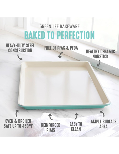 Bandejas para Hornear GreenLife 33x23 cm Set de 2 Cerámica Antiadherente