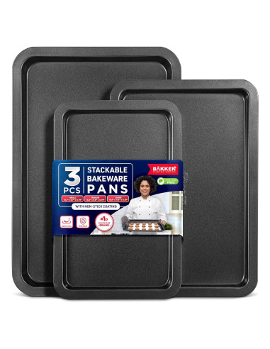 Juego de 3 Bandejas para Hornear BAKKENMASTER Antiadherente