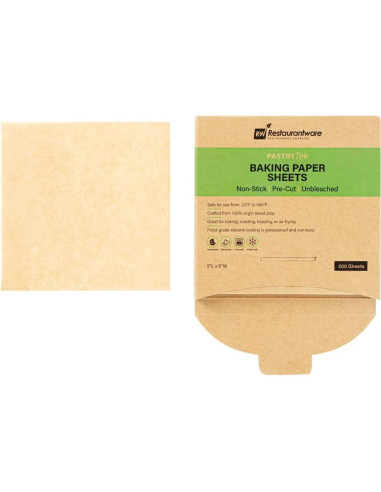 Hojas de papel pergamino Restaurantware 5x5" 200 unidades sin blanquear