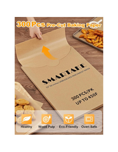 SMARTAKE 300 Hojas de Papel Pergamino 30x40 cm Anti-adherente