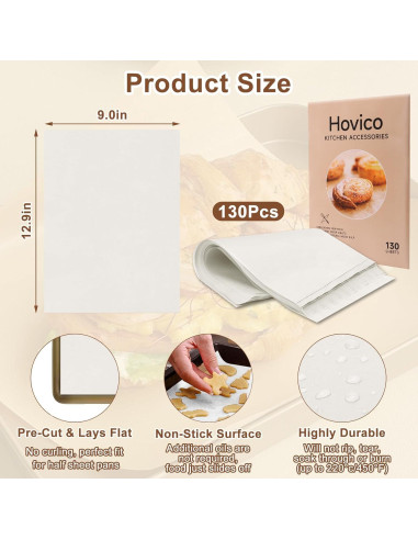 Hovico Papel Pergamino Pre-cortado 130 Hojas 22.86x33.02 cm