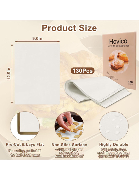 Hovico Papel Pergamino Pre-cortado 130 Hojas 22.86x33.02 cm