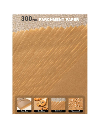 SMARTAKE 300 Hojas de Papel Pergamino 30x40 cm Anti-adherente