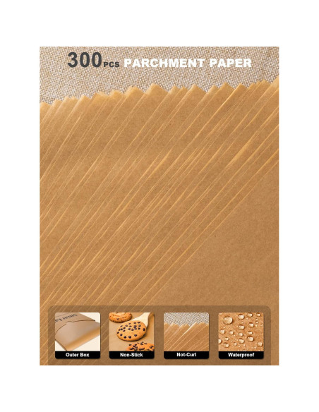 SMARTAKE 300 Hojas de Papel Pergamino 30x40 cm Anti-adherente