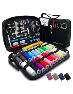 Kit de Costura Vellostar Mediano Negro - 24 Hilos y Accesorios