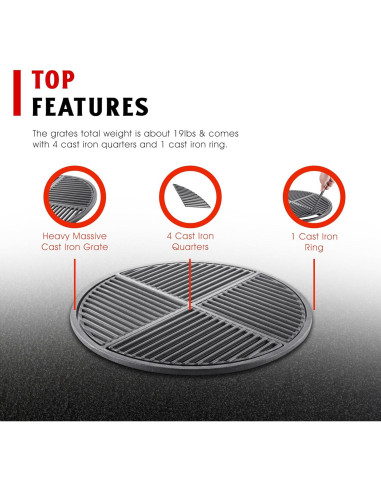 Rejilla Modular Hierro Fundido Craycort 54.3 cm Pre-Sazonada