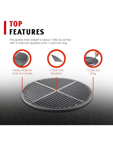 Rejilla Modular Hierro Fundido Craycort 54.3 cm Pre-Sazonada