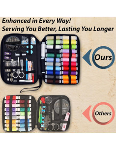 Kit de Costura Vellostar Mediano Negro - 24 Hilos y Accesorios 2