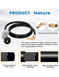 Regulador de Propano y Manguera Iococee 1.98m para Blackstone 2