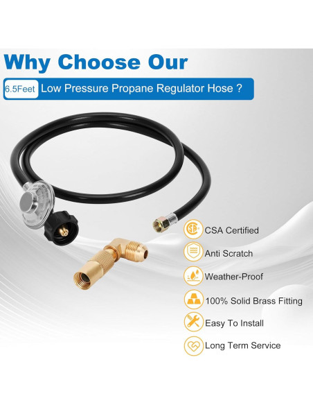 Regulador de Propano y Manguera Iococee 1.98m para Blackstone