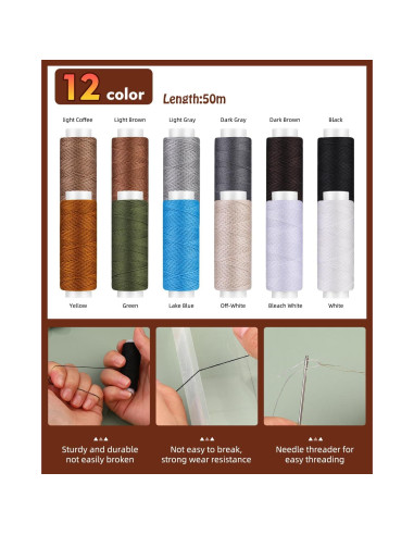 Kit de Costura BAGERLA 48 Piezas Agujas y Hilos Tapicería