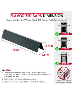 Barras de Sabor Unicook 7636 para Parrilla Weber 38.9 cm 2