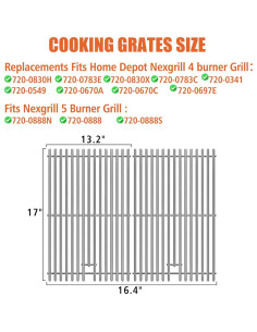 Rejillas de Cocina Acero Inoxidable SafBbcue 43.2cm Paquete de 2 2