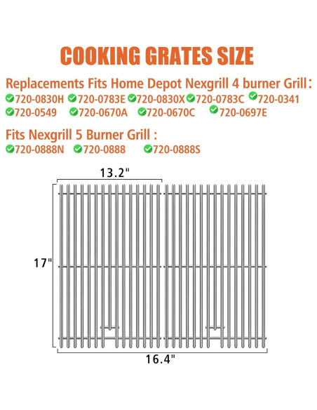 Rejillas de Cocina Acero Inoxidable SafBbcue 43.2cm Paquete de 2