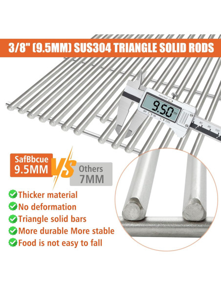 Rejillas de Cocina Acero Inoxidable SafBbcue 43.2cm Paquete de 2