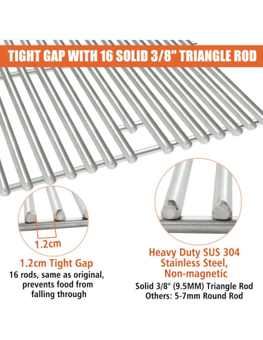 Rejillas de Cocina Acero Inoxidable SafBbcue 43.2cm Paquete de 2