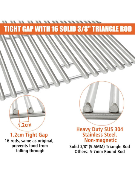 Rejillas de Cocina Acero Inoxidable SafBbcue 43.2cm Paquete de 2