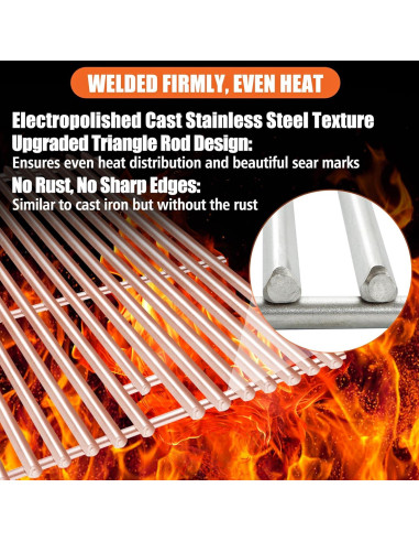 Rejillas de Cocina Acero Inoxidable SafBbcue 43.2cm Paquete de 2