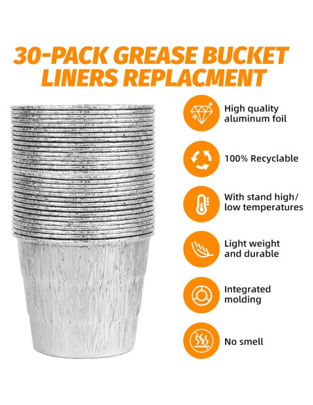 30 Forros de Cubo de Grasa Aluminio Ethanberg para Parrillas