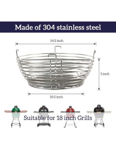 Cesta de Carbón de Leña Vankey para Kamado Joe Classic 36.8cm 2