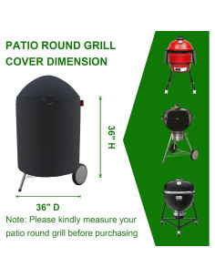 Funda para Parrilla Cover Geny 36"D, Resistente al Agua 2