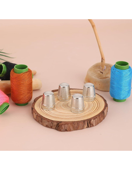 4 Dedales de Metal Inoxidable Plateados para Costura DIY 4 Dedales de Metal Inoxidable Plateados para Costura DIY