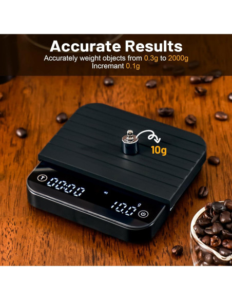 Balanza de Café KitchenTour K112 con Temporizador 0.1g/2000g