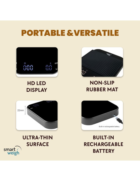 Báscula de Café Digital Smart Weigh 3000g x 0.1g LED