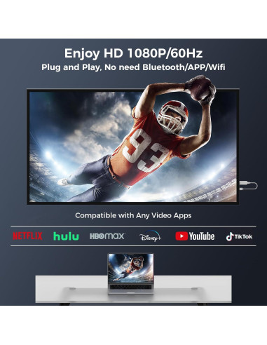 Adaptador Inalámbrico HDMI MTAKYA 1080P para TV y Proyector