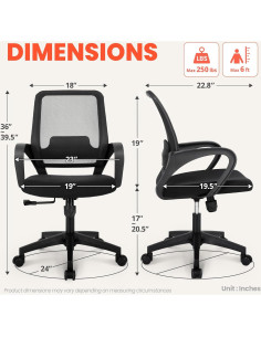 Silla de Oficina Ergonómica NEO de Malla Ajustable Negra 2
