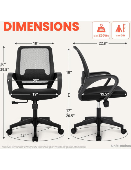 Silla de Oficina Ergonómica NEO de Malla Ajustable Negra