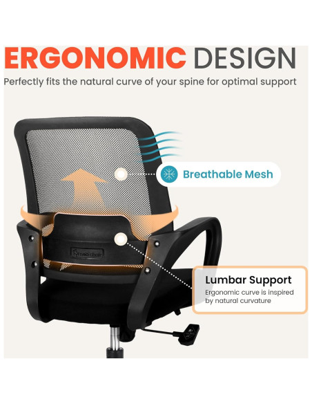 Silla de Oficina Ergonómica NEO de Malla Ajustable Negra