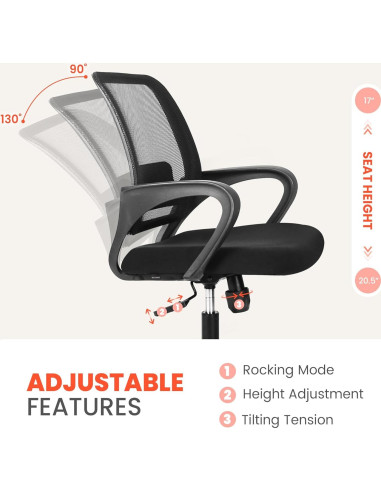 Silla de Oficina Ergonómica NEO de Malla Ajustable Negra