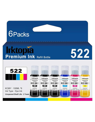 Botella de Tinta Inktopia T522 Recarga 600ml Compatible Epson