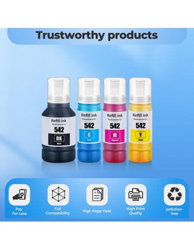Botellas de Recarga de Tinta 542 SERENDIPITS Paquete de 4