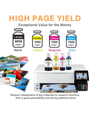 Tinta de Sublimación Welacer 440ML para Impresoras Ecotank