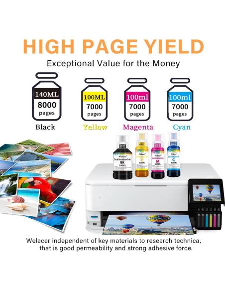 Tinta de Sublimación Welacer 440ML para Impresoras Ecotank