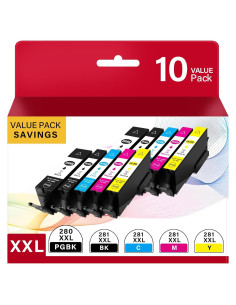 Cartuchos de tinta Kimveway PGI-280XXL CLI-281XXL Paquete 10 Colores