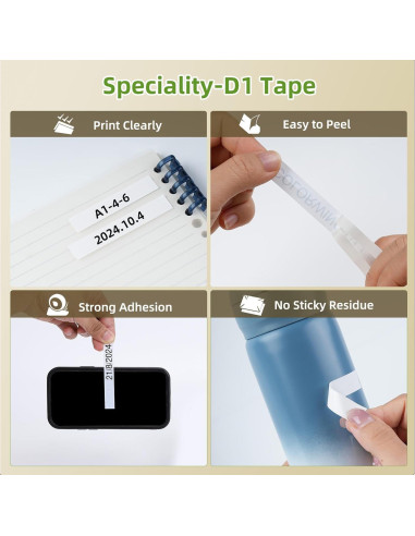 Cinta de Etiqueta Dymo D1 45013 12mm Negro sobre Blanco 6-Pack