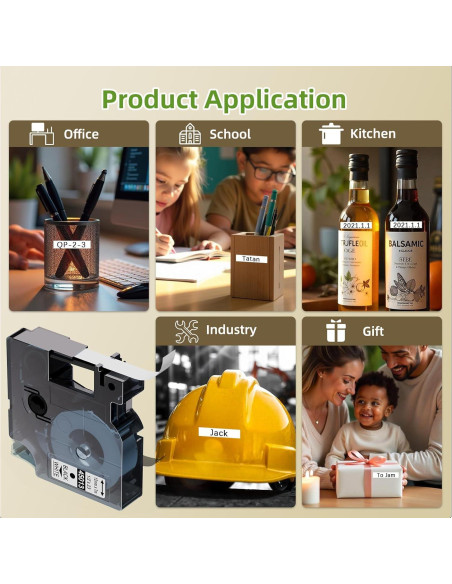 Cinta de Etiqueta Dymo D1 45013 12mm Negro sobre Blanco 6-Pack