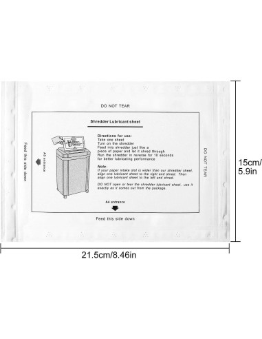 20 Hojas Lubricantes para Trituradora de Papel Mamaker 21.5x15 cm