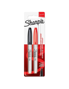 Marcadores Permanentes Sharpie Punta Fina Negro y Rojo Paquete 2