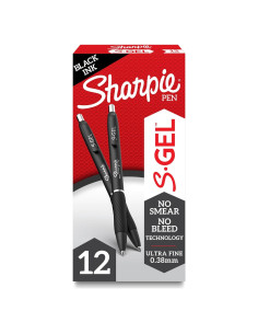 Bolígrafos de Gel Sharpie S-Gel 0.38mm Negro 12 Unidades