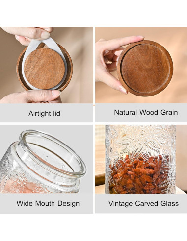 Paquete de 3 tarros de vidrio Adodeen 720ml herméticos